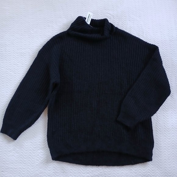 old navy ♡ wool blend cocoon turtleneck tunic length black soft cozy sweater - Picture 2 of 8